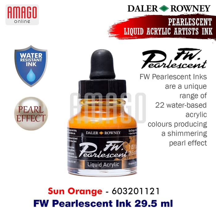 DALER-ROWNEY - FW PEARLESCENT INK 29.5 ML - SUN ORANGE - 603201121