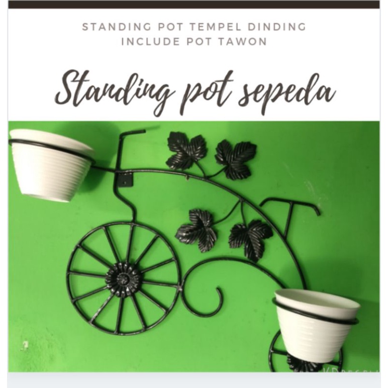 Standing Pot Dinding SEPEDA + BONUS POT / Rak Pot Bunga Tempel Dinding Minimalis