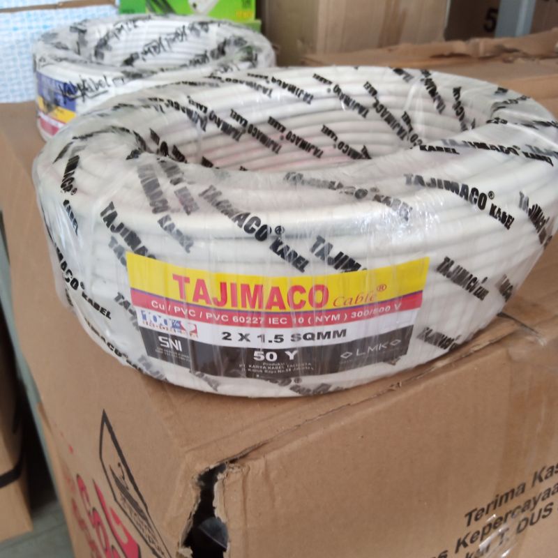 Kabel NYA Tajimaco 2x1,5 SQMM SNI LMK 50Y Cu/PVC (NYM)