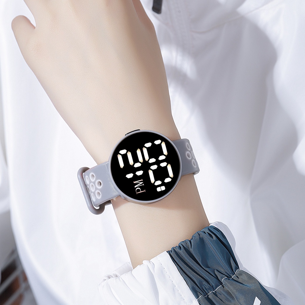 COD✅ Jam Tangan Couple Digital Pria Wanita Bulat Tahan Air Fashion Watch LED Gaya Minimalis M162