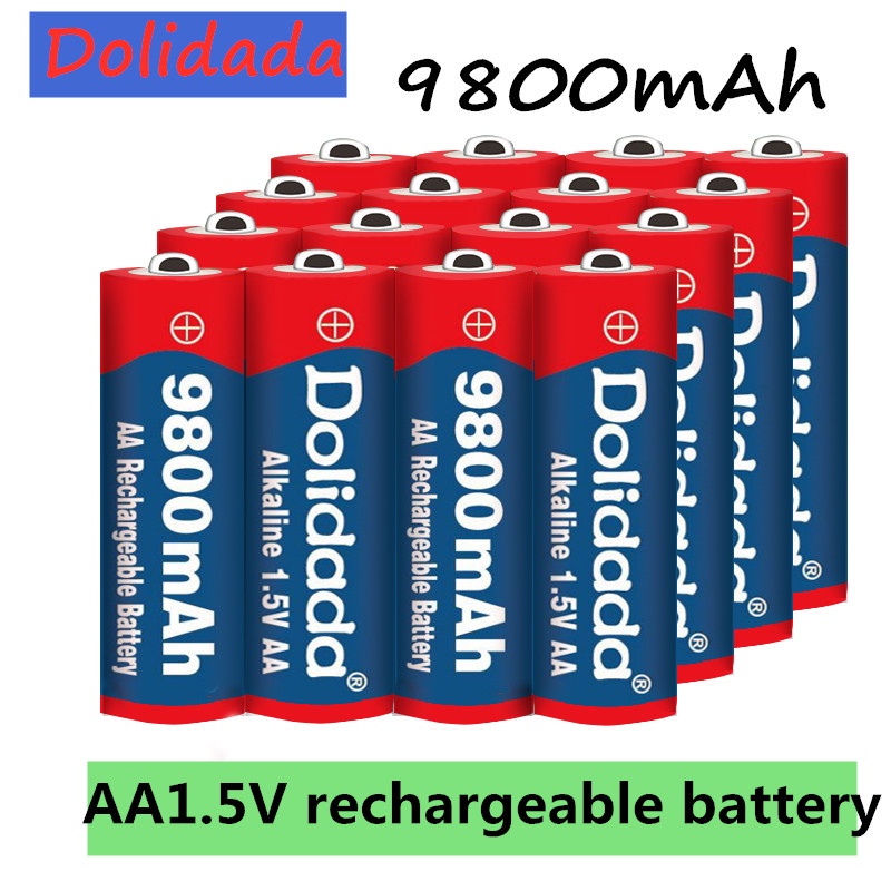 1 ~ 24 buah/banyak Merek AA baterai isi ulang 9800mah 1.5V Baru Alkaline Isi Ulang baterai untuk led ligh