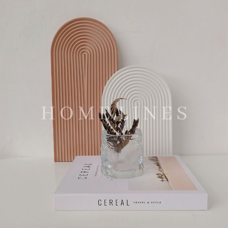 Arch Tray Aesthetic White &amp; Black| Baki Properti Foto | Korean Coaster | Nampan Korea- Tatakan Gelas | Home Cafe | Desk Decor | Mini Vase | Vas Nordic | Property Produk | Pajangan Rumah Aestetik
