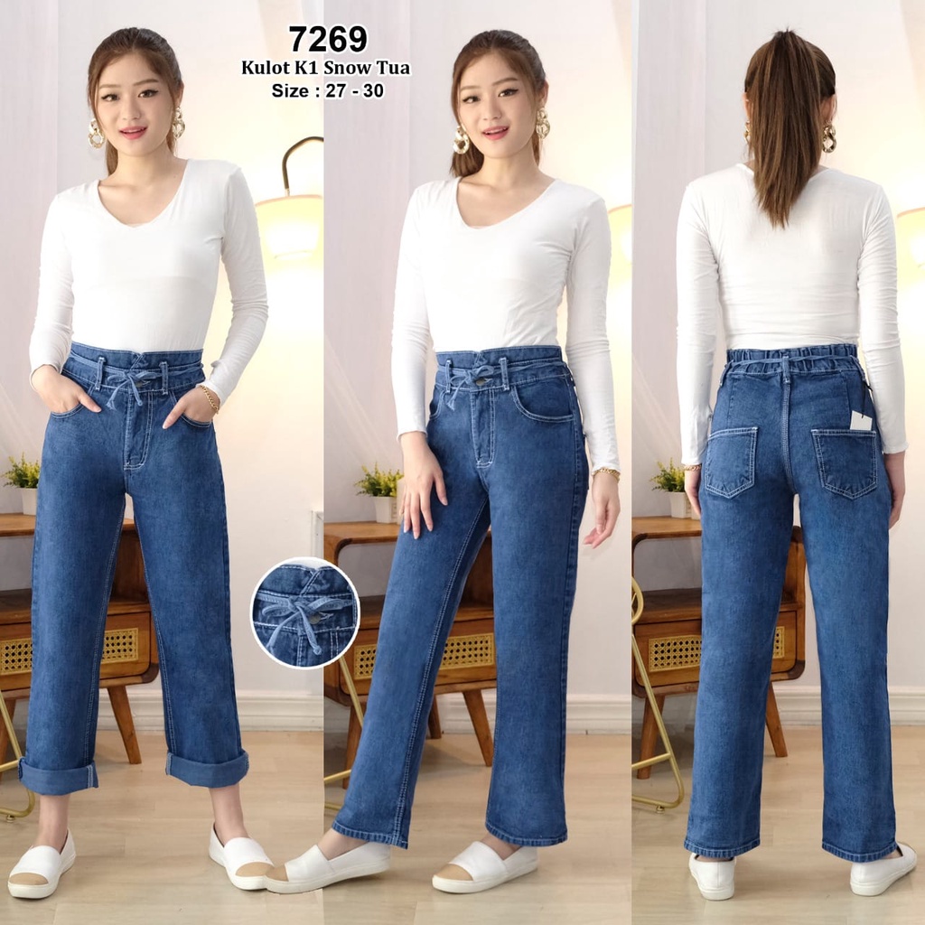 Celana Jeans Wanita Kulot Kancing Satu 27 28 29 30 Bisa Bayar Ditempat(COD)