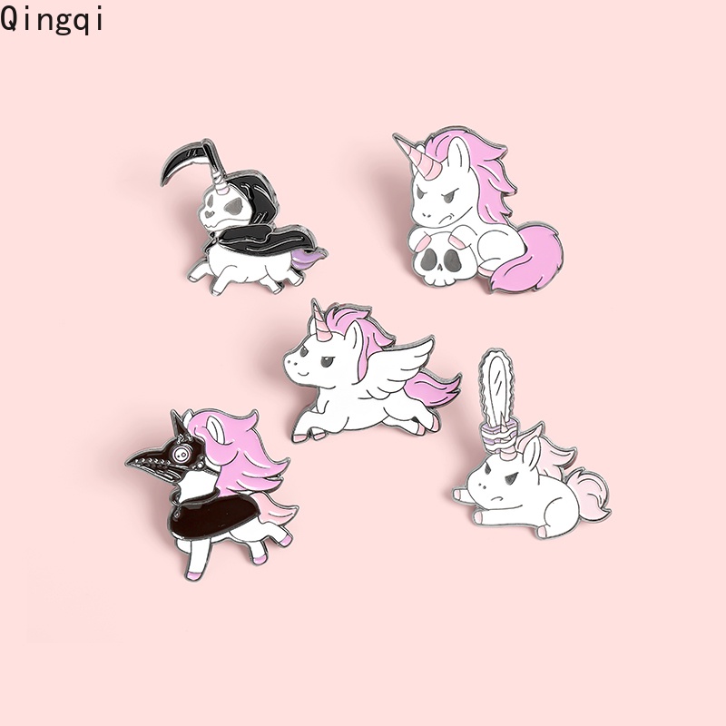 Pin Bros Enamel Bentuk Kartun Hewan Kuda Warna Pink Untuk Hadiah