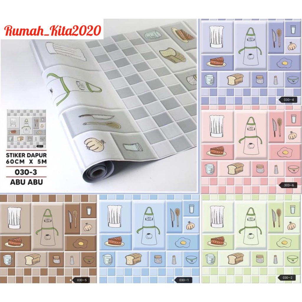 Rumah_kita2020 Wallastiker Dapur Wallpaper Stiker Kitchen Sticker MUrah Anti Air / Minyak   60cmX1m Wallpaper Sticker Dapur &amp; Kamar Mandi Stiker Kompor Sticker Dapur Murah Import Stiketr Dapur Murah Anti Air