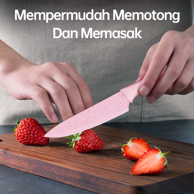 GM Bear Pisau Dapur Set isi 6pcs 1138-Kitchen Knife Set Multicolor