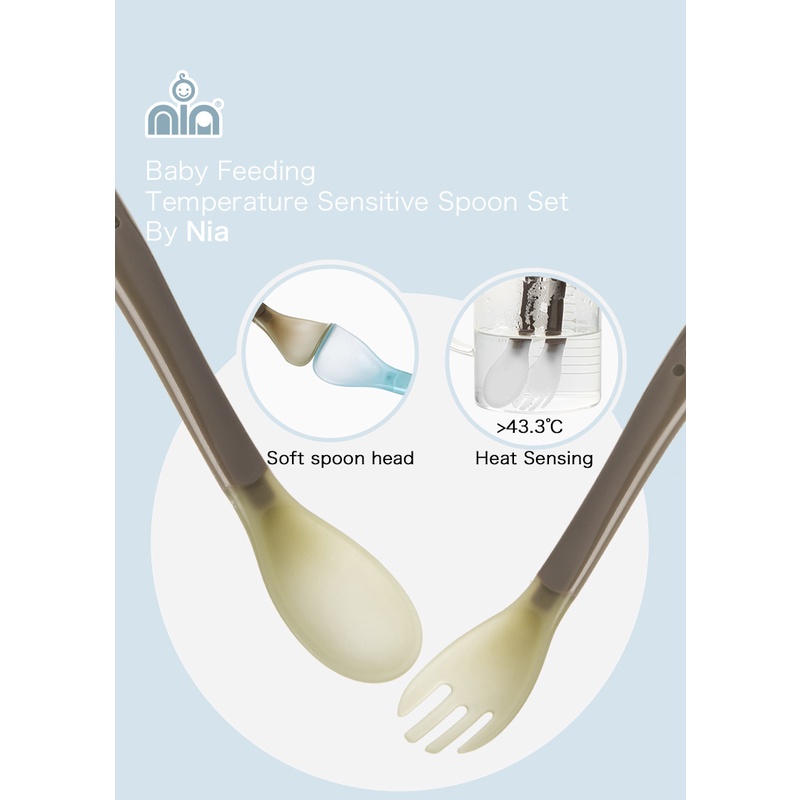 Nia Sendok Makan with Heat Sensor - Temperature Sendok Set - Colour Changing Spoon