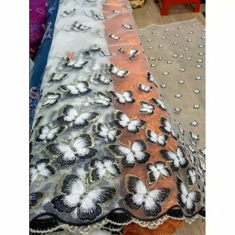best seller Kain Tille Motif Butterfly New / Bahan Tille Motif Kupu kupu