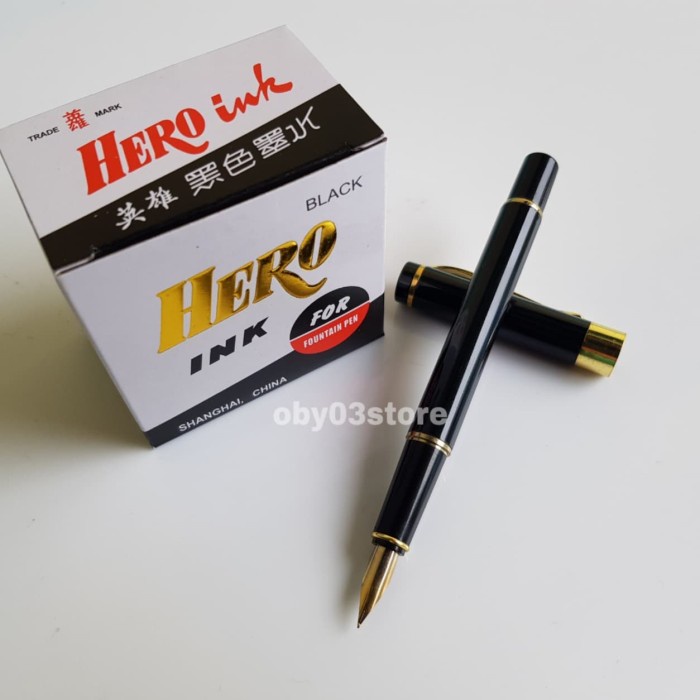 

Paket Klik..Fountain Pen 021 Black Dan Tinta Hero Ink 50Ml Pena Pulpen