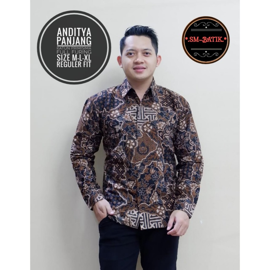 Anditya kemeja batik pria modern asli solo atasan batik by sm