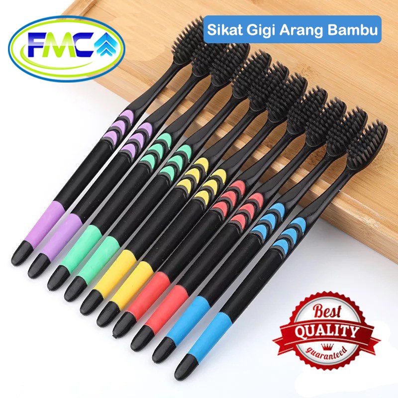 Sikat Gigi Charcoal Toothbrush Bamboo Sikat Arang Bambu Murah Bulu Lembut Murah