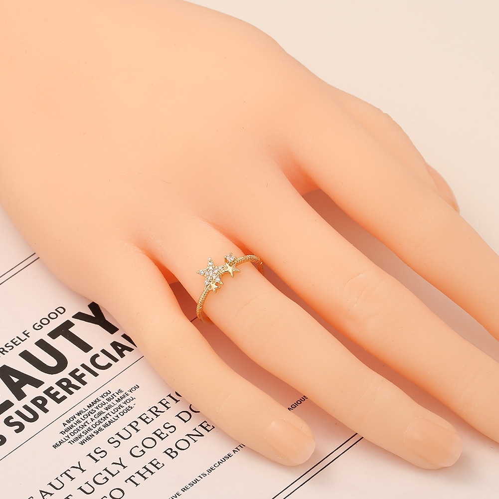 Ornamen tembaga Berlian sederhana cincin CINTA Bintang pembukaan kecil cincin selebriti Internet per