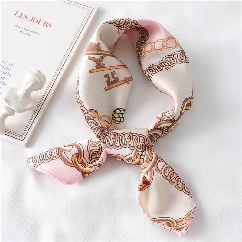 Scarf twilly silk satin syal Paris import wanita aksesoris gantungan tas murah
