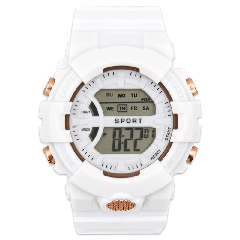 [COD] Jam Tangan Rubber Digital Sport Bulat Wanita Dan Pria Fashion Gaya Korea Import-44-9 Putih