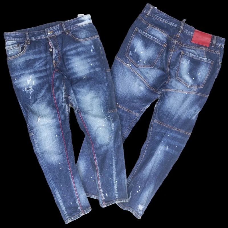 CELANA JEANS DENIM BIRU WASHED RIPPED BOLONG SLIM REFULAR FIT BOY FRIEND BAGGY DSQUARED 2 ITALY PREL