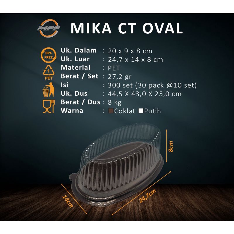 Mika Kue Bentuk Oval Warna Coklat Isi 20PCS