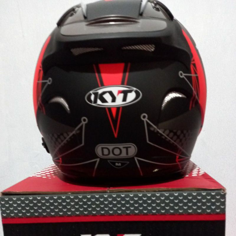 KYT GALAXY_SERI #6 BLACK MATT RED FLUO (DOUBEL VISOR)