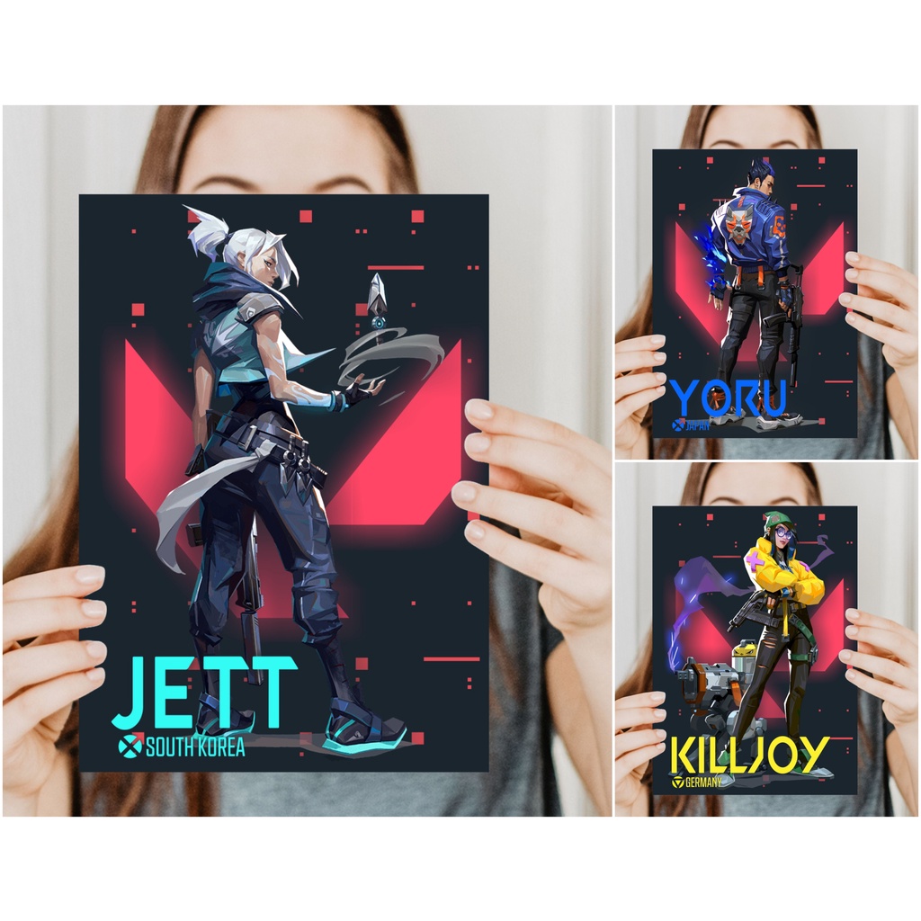 Jual Koleksi Poster Anime Game Valorant - Jett Viper Killjoy Omen Yoru ...