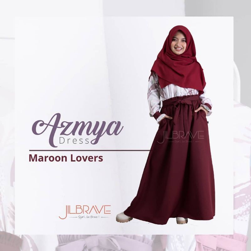 Azmya Dress Maroon by Jilbrave Official