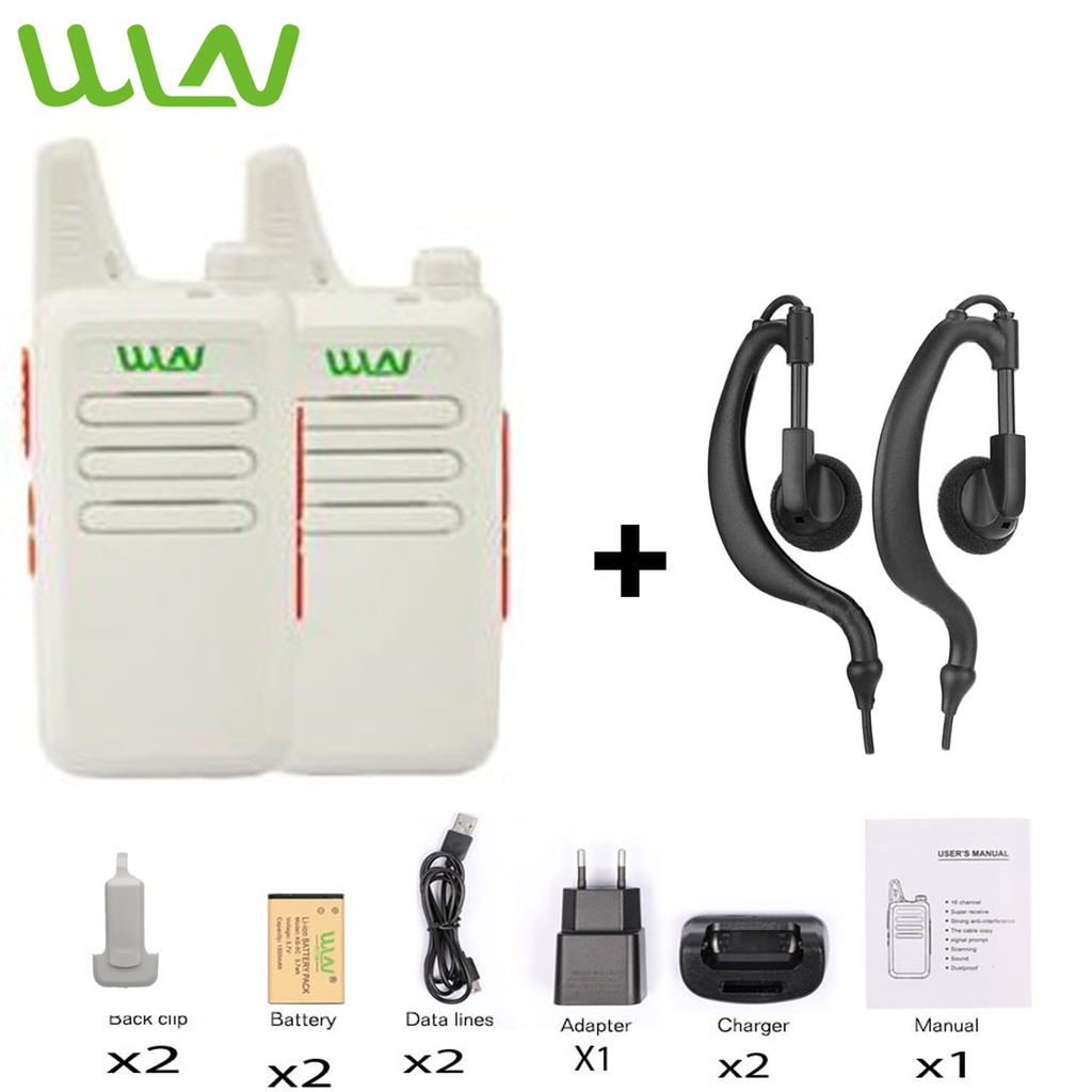 Paket Lengkap Walkie Talkie WLN HT Two-Way Radio - PUTIH ( ISI 2 PCS )-Batrai 1500 mAh