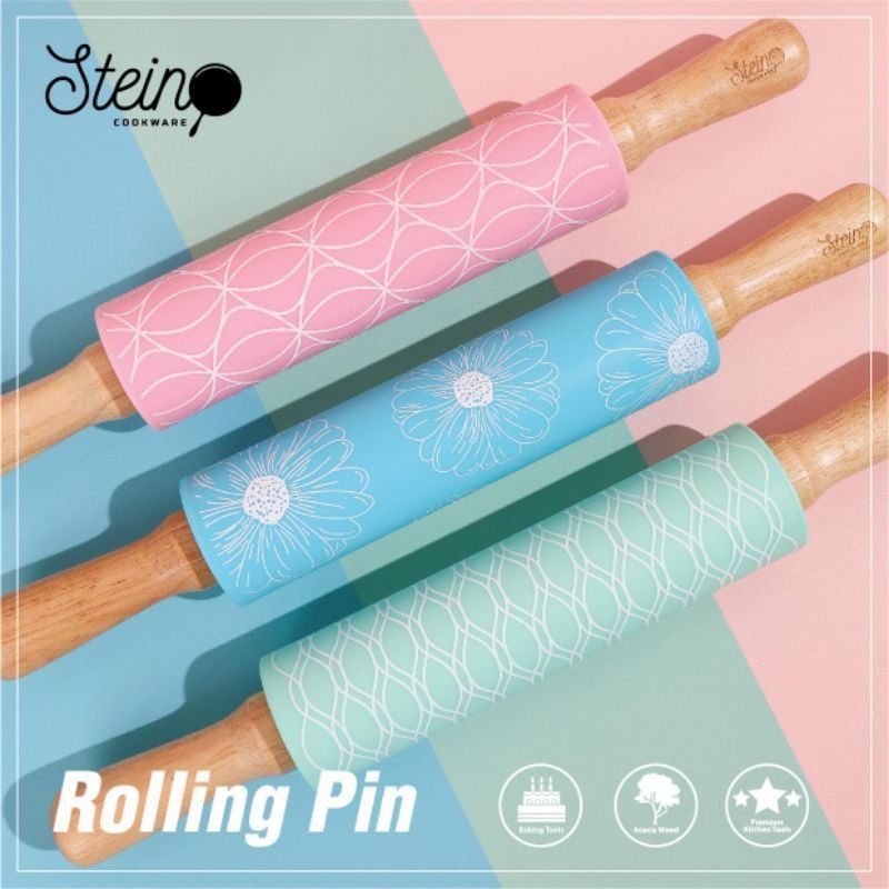 Rolling Pin Steincookware - Penggiling Adonan Stein Cookware Pink Biru Tosca