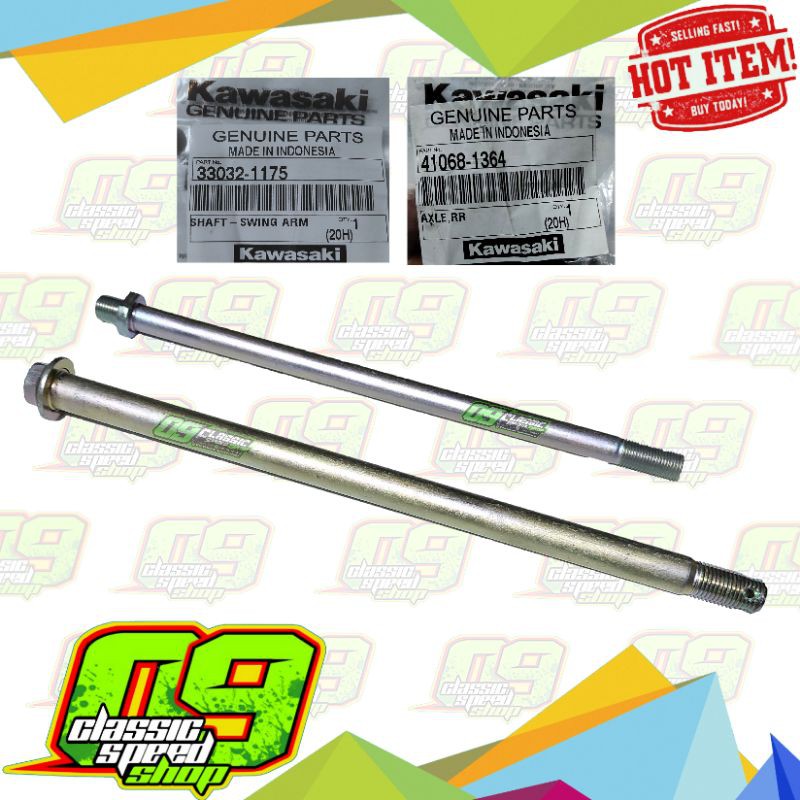 AS ARM KAZE SHET AS RODA ORIGINAL KAWASAKI Baut As Rangka body set As Roda belakang Swing arm Kaze o
