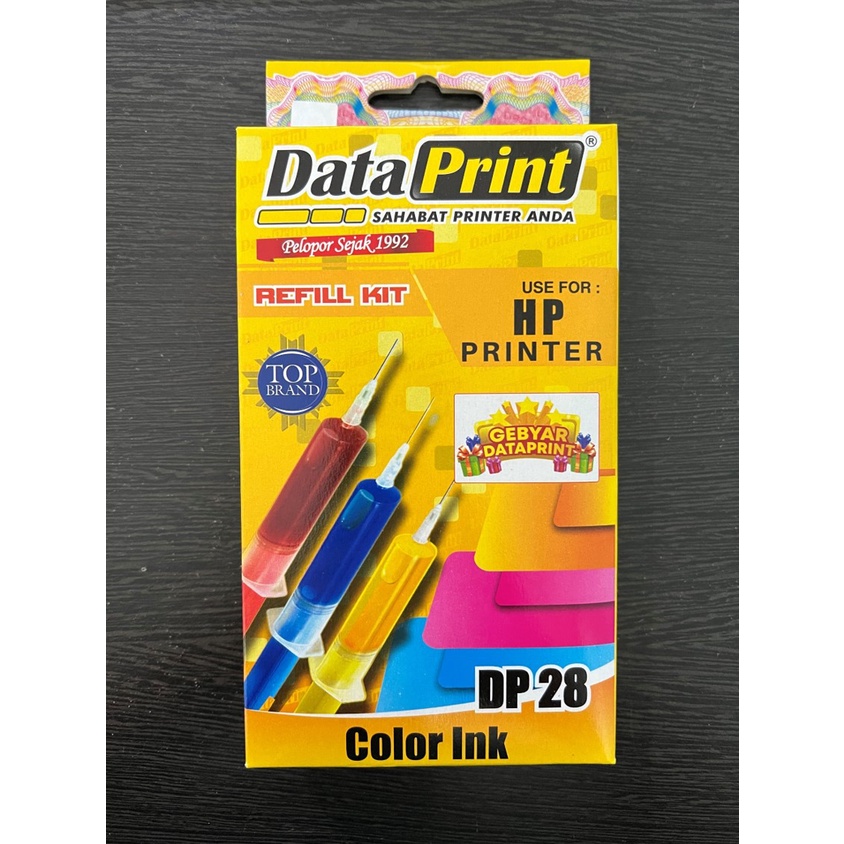 Refill Tinta Suntik Data Print DP27 DP28 Printer HP - DP 27 Black DP 28 Color