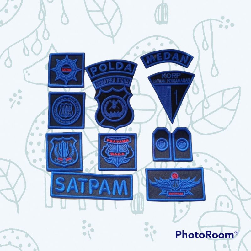 ATRIBUT SATPAM TERBARU,BORDIR LOGO SATPAM LENGKAP TIMBUL