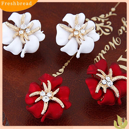 [TERLARIS]Women's Elegant Flower Starfish Charm Rhinestone Ear Studs Fashion Earrings Gift