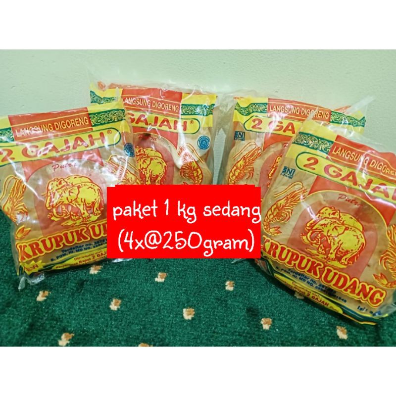 

krupuk udang 2 gajah putra (paket 1 kg sedang / 4 bungkus)