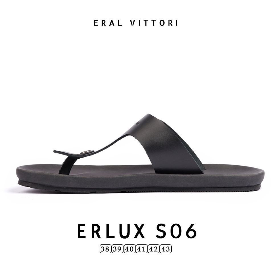 Eral Vittori - Erlux S06 Sandal Pria Kulit Harian Santai Hitam