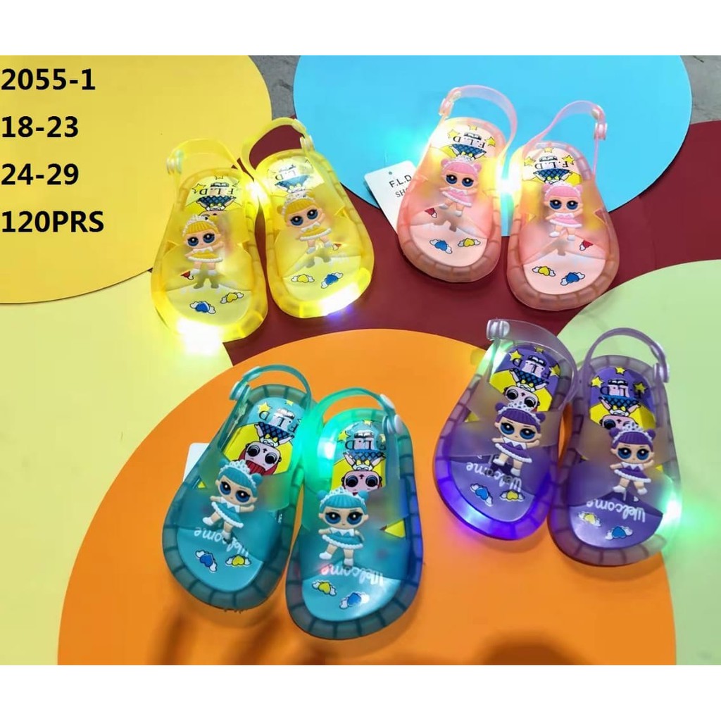 YJD2055 Sandal Jelly Anak Perempuan, Sandal Anak Import Umur 1 2 3 4 5 tahun - Sandal LED