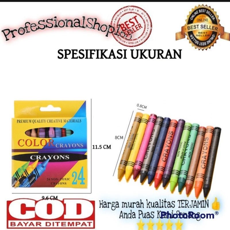 

PS - Pensil warna menggambar crayons 24 warna set crayon isi 24 perlengkapan sekolah anak seni menggambar