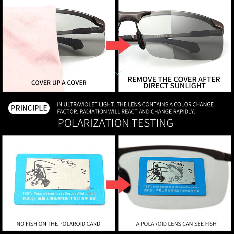 Kacamata Hitam Pria Polarized Photochromic Anti UV Sila Night Vew Berubah Warna Outdoor / Riding