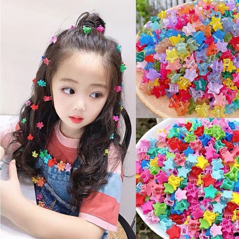 Delunashop Jepit rambut anak jepit poni bunga mini lucu colorful satu pack isi 10 pcs original import kutu