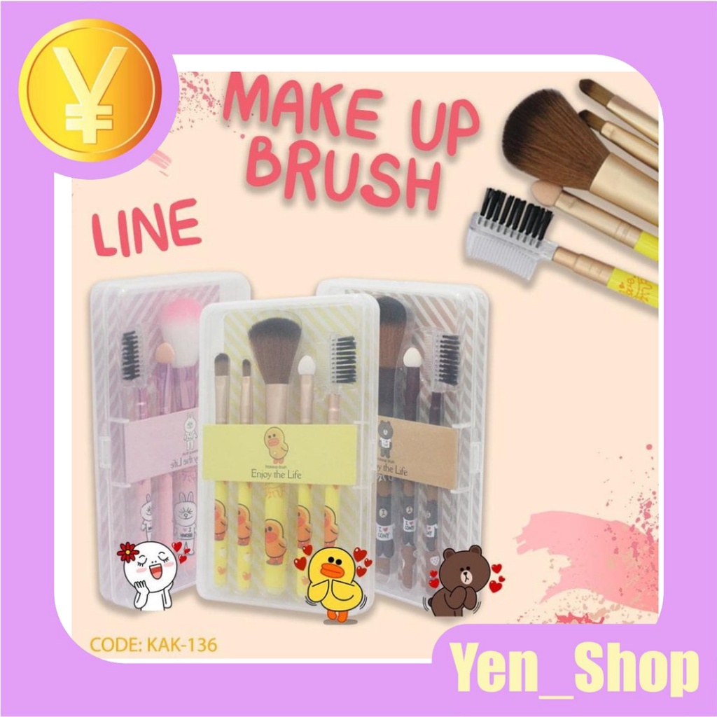 Kuas make up line MAKE UP BRUSH LINE  5 set with box