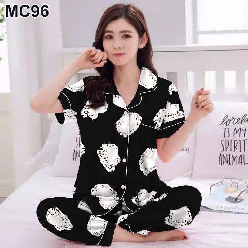 UL.Fashion BAJU TIDUR PIYAMA/PAJAMAS DEWASA [CP] MOTIF #SULTAN #JANBOL KATUN JEPANG-[Cp] Poladkot Hitam
