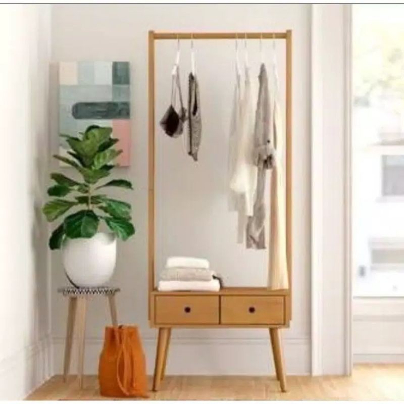 GANTUNGAN BAJU 2LACI KAYU JATI