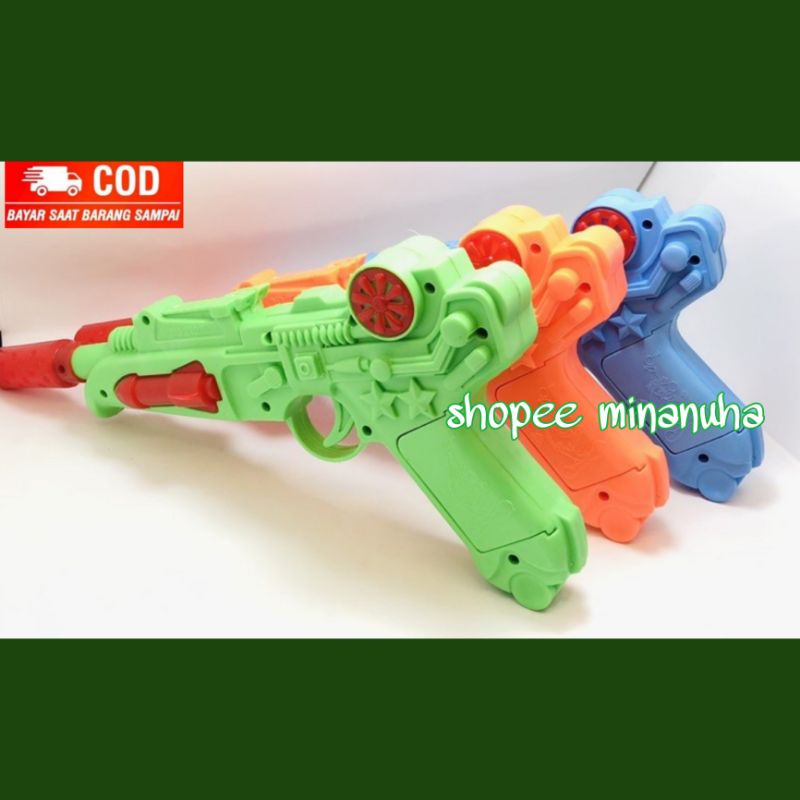 Mainan Pistol Suara, Mainan pistol baterai lampu dan suara, Mainan tembakan
