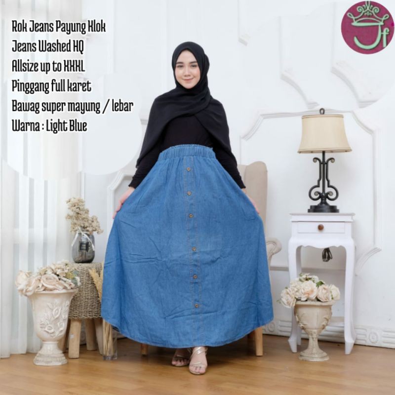 Alisa skirt (rok jeans LEBAR/KLOK/PAYUNG) //JF852