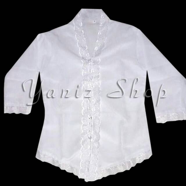 Yanizshop stelan /rok bawahan batik/Atasan kebaya anak  modern Renda putih kelas 1-6 SD