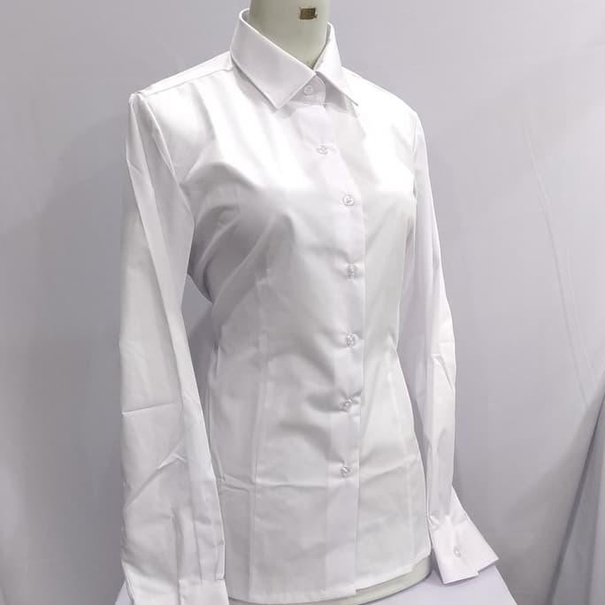 BLOUSE WANITA  ALISAN KEMEJA PUTIH WANITA BLOUSE PANJANG FORMAL - PUTIH, S {PRODUK TERBARU}