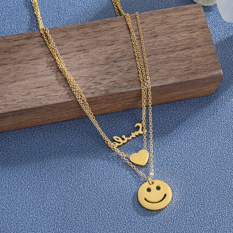 Kalung tida layer smile live titanium korea style anti karat - ercassia