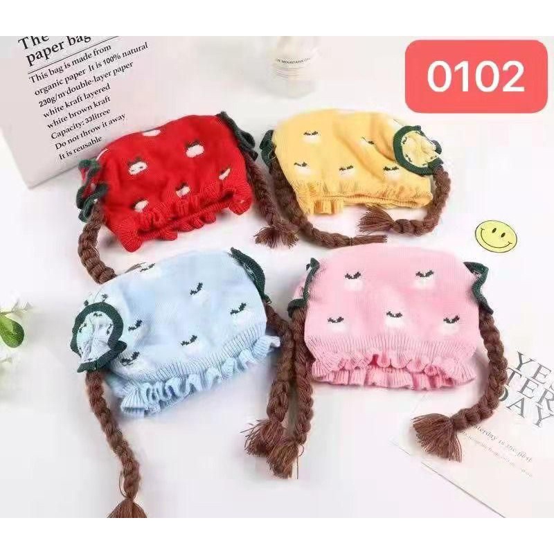 Topi Rajut Bayi Kepang 1-2T Import