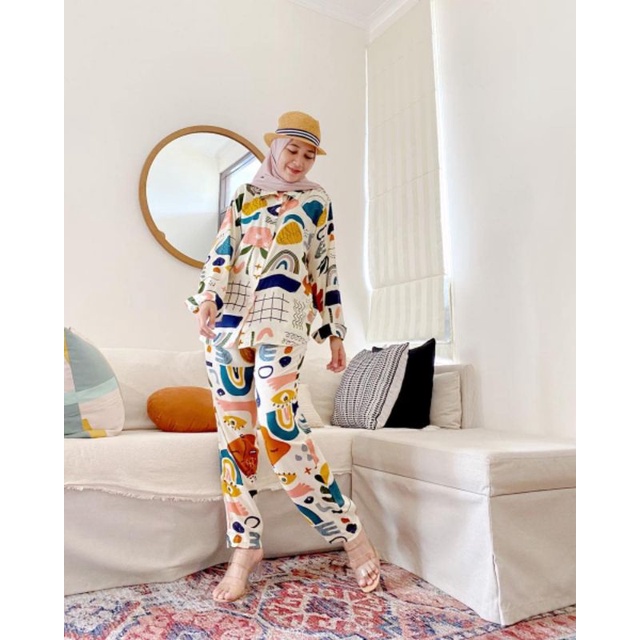 BELLE ONE SET / SETELAN RAYON DAILY ONE SET BAJU SETELAN WANITA KEKINIAN-ONESET(KAKTUS)