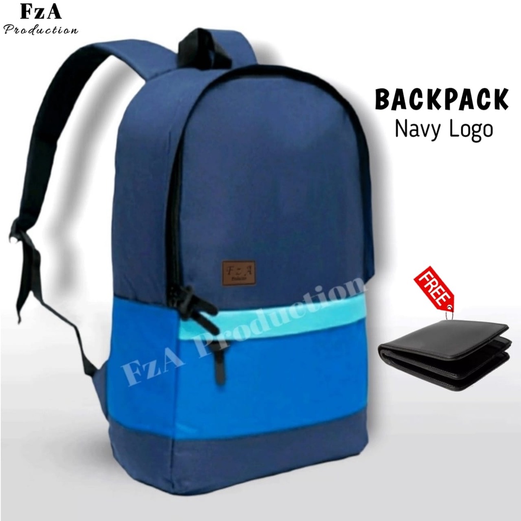 Big Promo..Tas Ransel Distro sekolah kuliah Kerja Pria 4286CV Tas Premium - Ads Navy FREE Dompet Pria