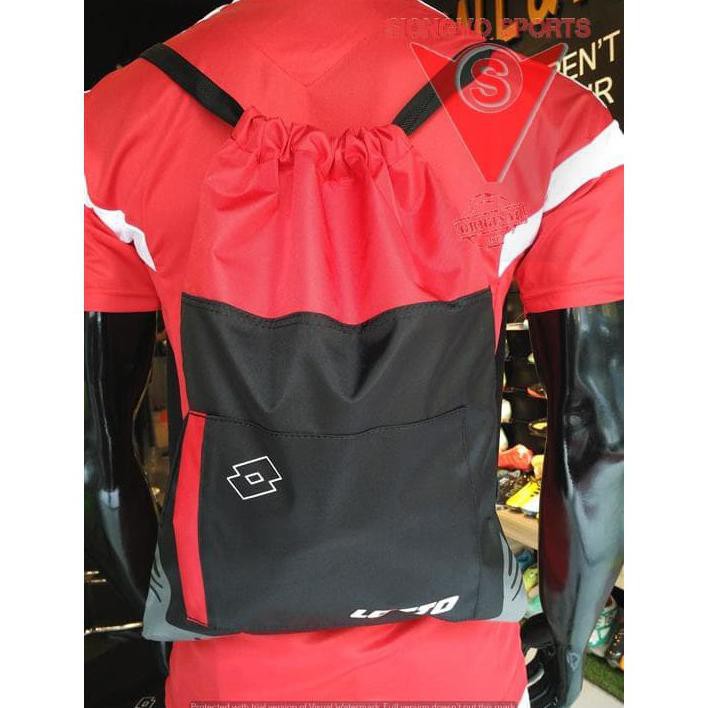 TAS GYM - LOTTO ENERGIA STRING BAG BLACK/RED ORIGINAL #L13150001