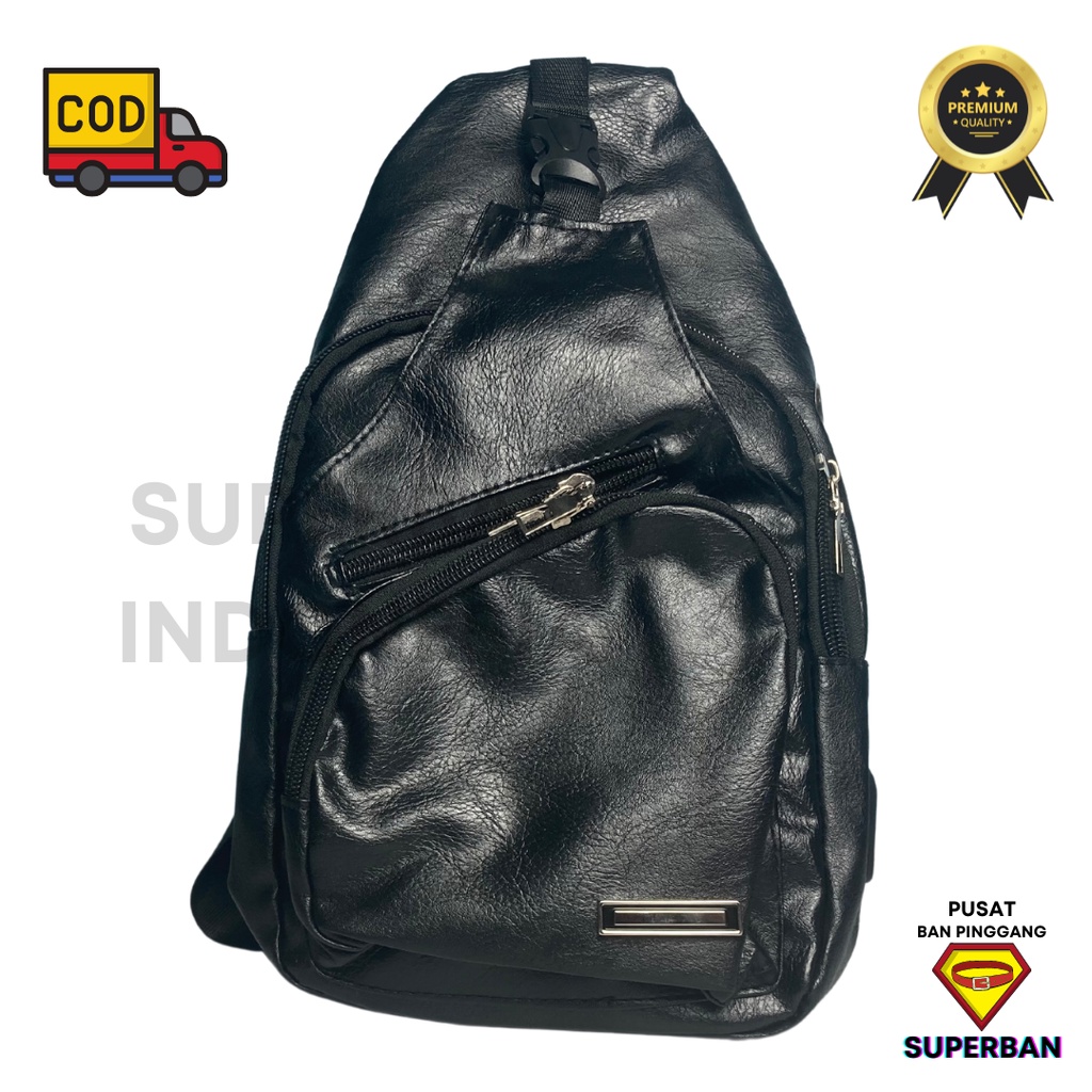 TAS MESSENGER PRIA SELEMPANG KULIT COMPACT KERJA SANTAI MUAT BANYAK - SUPERBAN