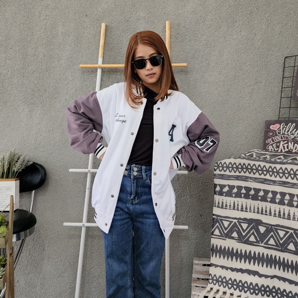 Jaket Varsity Oversize Pria Wanita Unisex A Ever Baseball-1