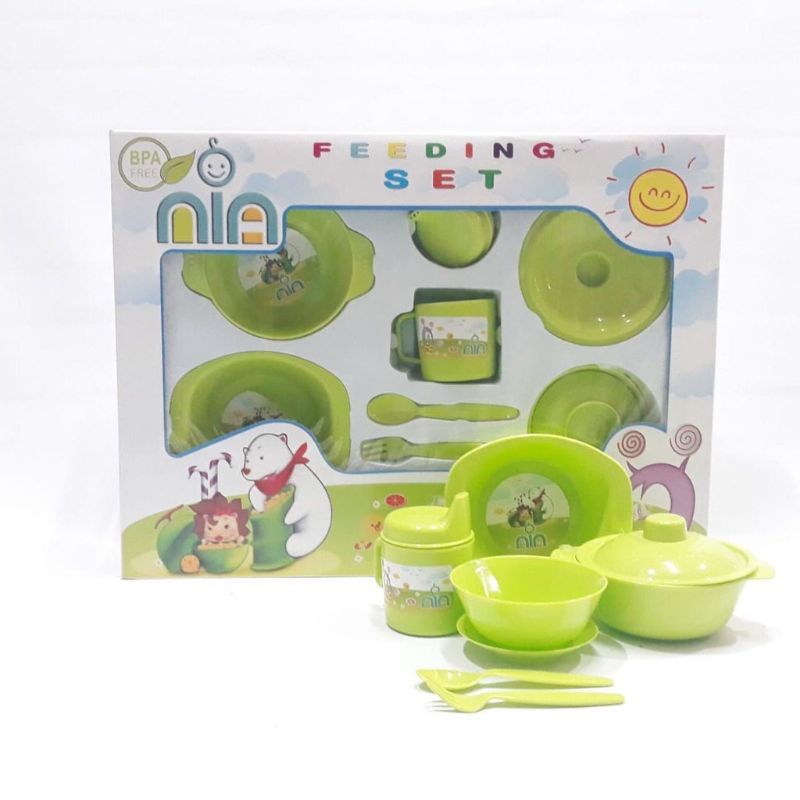PERLENGKAPAN MAKAN BAYI NIA/ FEEDING SET UKURAN BESAR MERK NIA